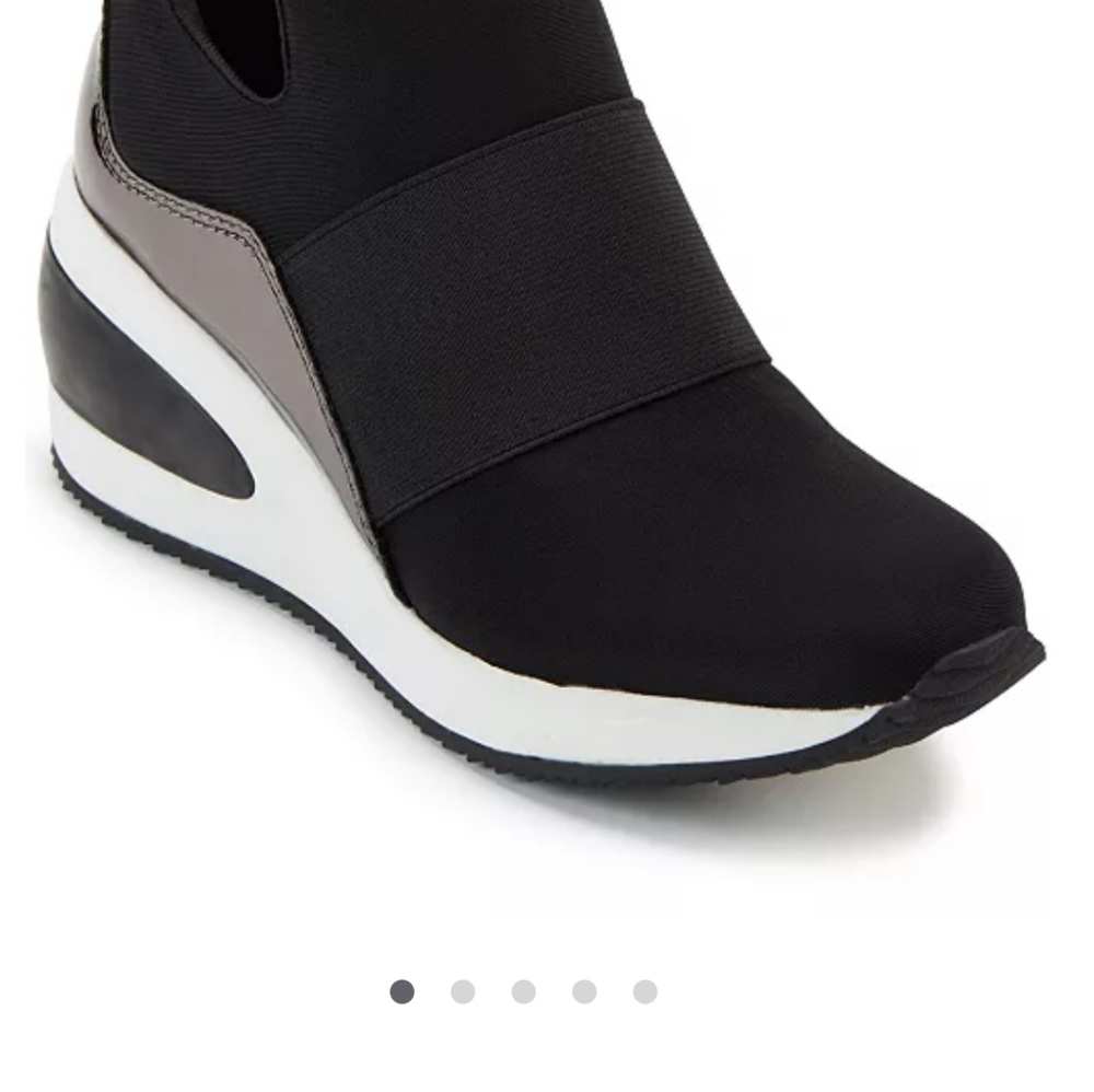 *NEW* DKNY wedge sneaker size 9. Black, white and rose gold
